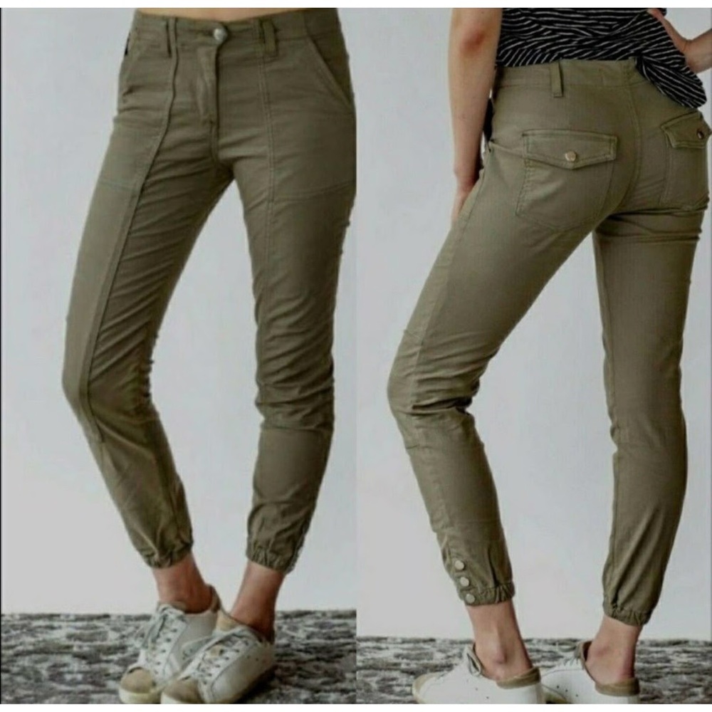 Veronica Beard Olive Green Cargo Jogger Pants Button Cuff Utility Pant‎ Size 4